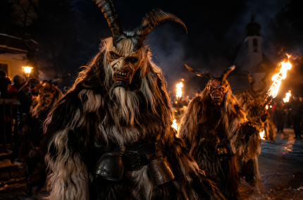Perchtenlauf bei Nacht mit traditionellen Masken, Fellgew&auml;ndern und Fackeln &ndash; mystische Stimmung und gelebtes Brauchtum., &copy; Inn-Salzach Tourismus