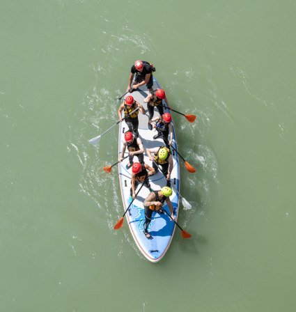 Gruppentour auf dem Riesen-SUP für 8 Personen, © Inn-Salzach Tourismus