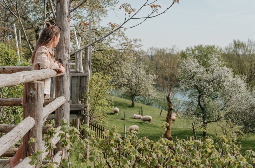Frau blickt vom Campingplatz auf den Marklter Badesee, &copy; Inn-Salzach Tourismus